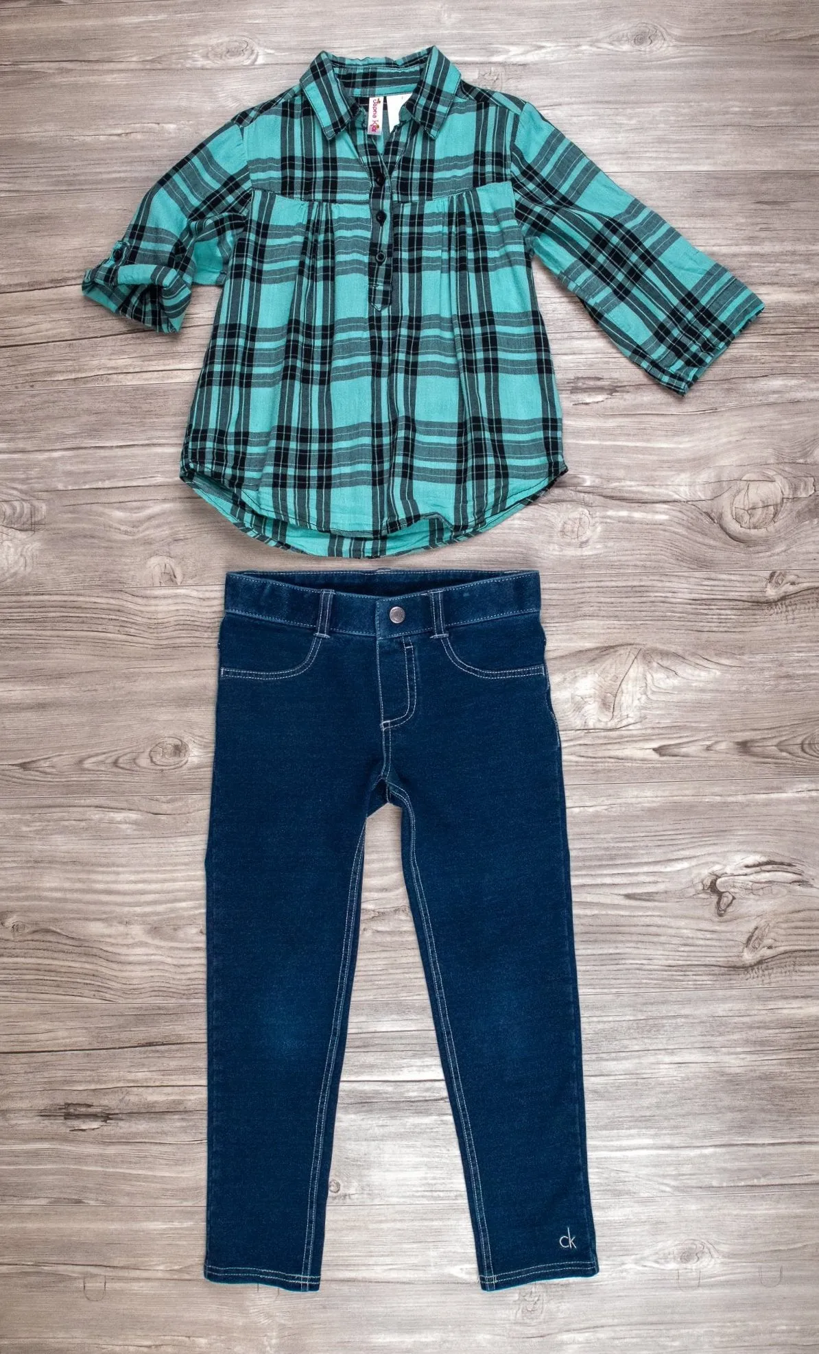 GIRL SIZE 7 YEARS - JAPNA / CALVIN KLEIN, 2 Piece Mix N Match Outfit EUC B21