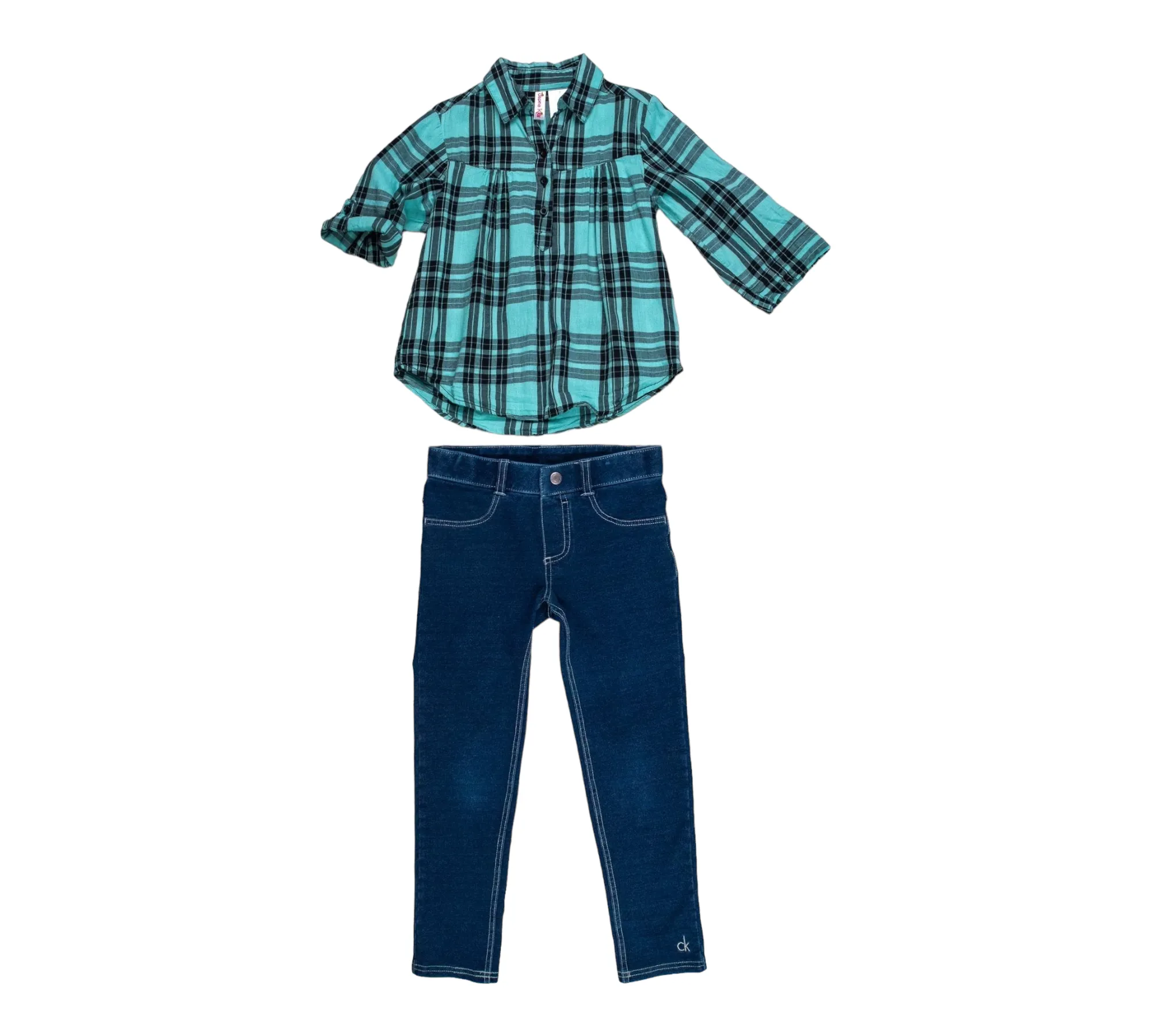 GIRL SIZE 7 YEARS - JAPNA / CALVIN KLEIN, 2 Piece Mix N Match Outfit EUC B21