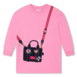 Girls Pink Tote Bag Sweatshirt Dress