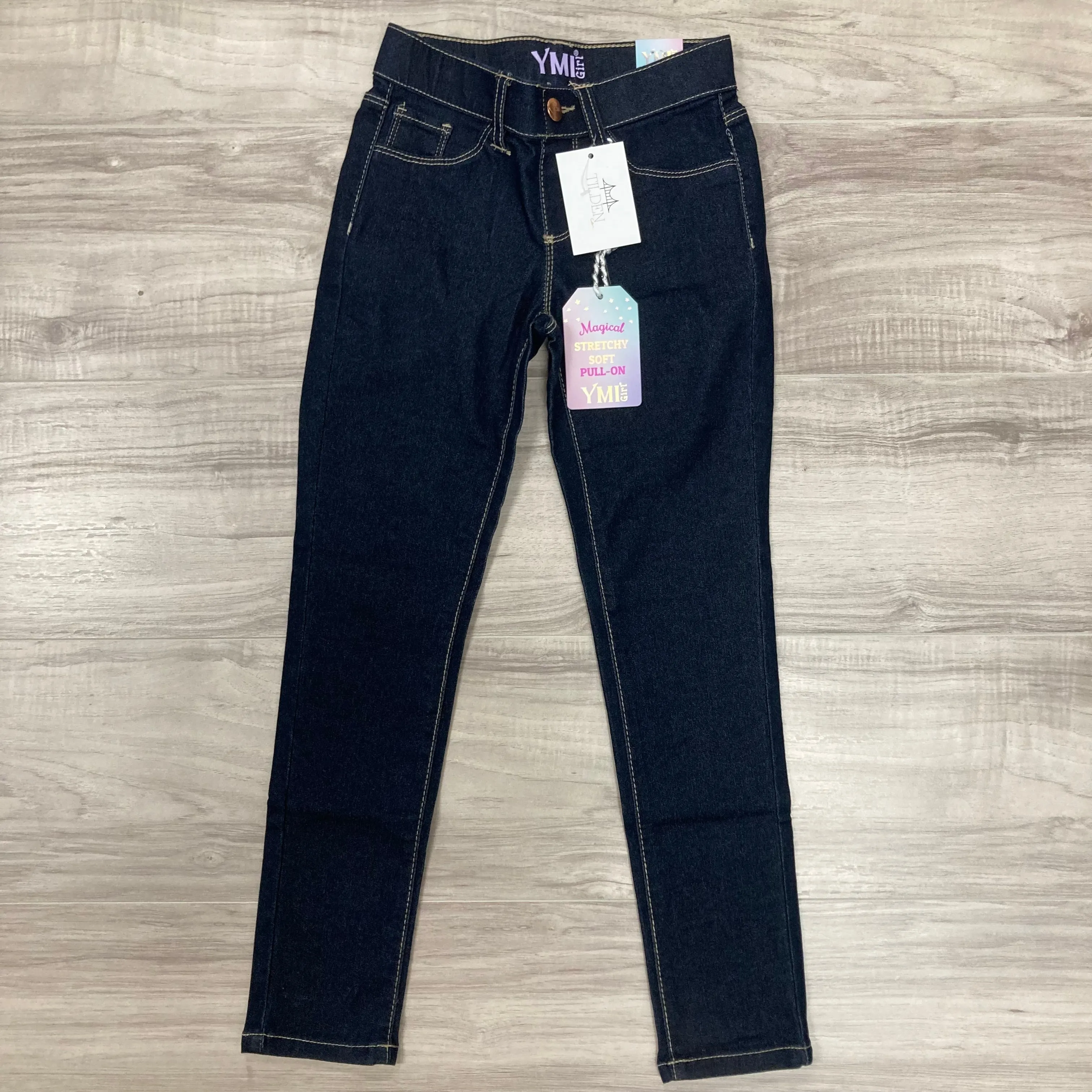 Girls Pull On Skinny Jeans - Blue Black