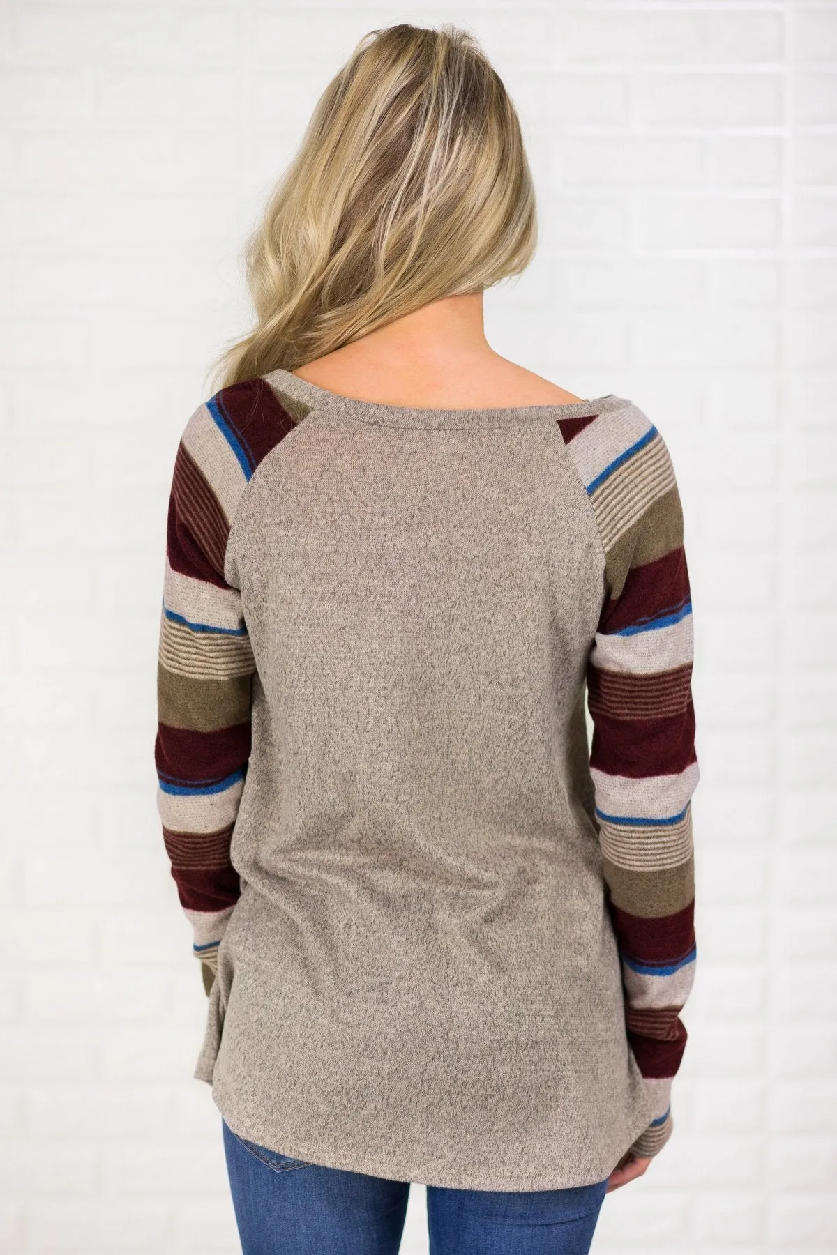 Glam Pocket Striped Long Sleeve Top