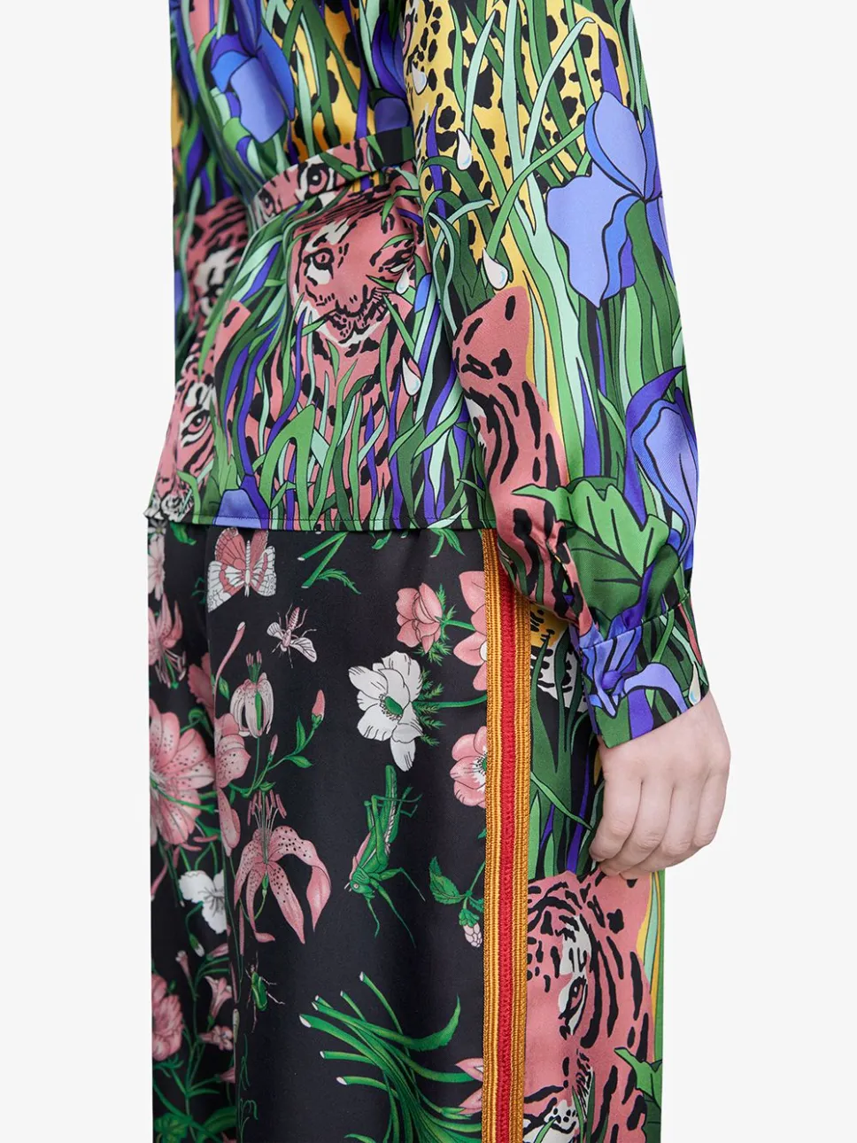 Gucci Garden Silk Bi-material Harem Trousers in Green