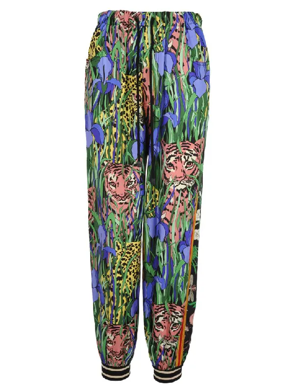 Gucci Garden Silk Bi-material Harem Trousers in Green