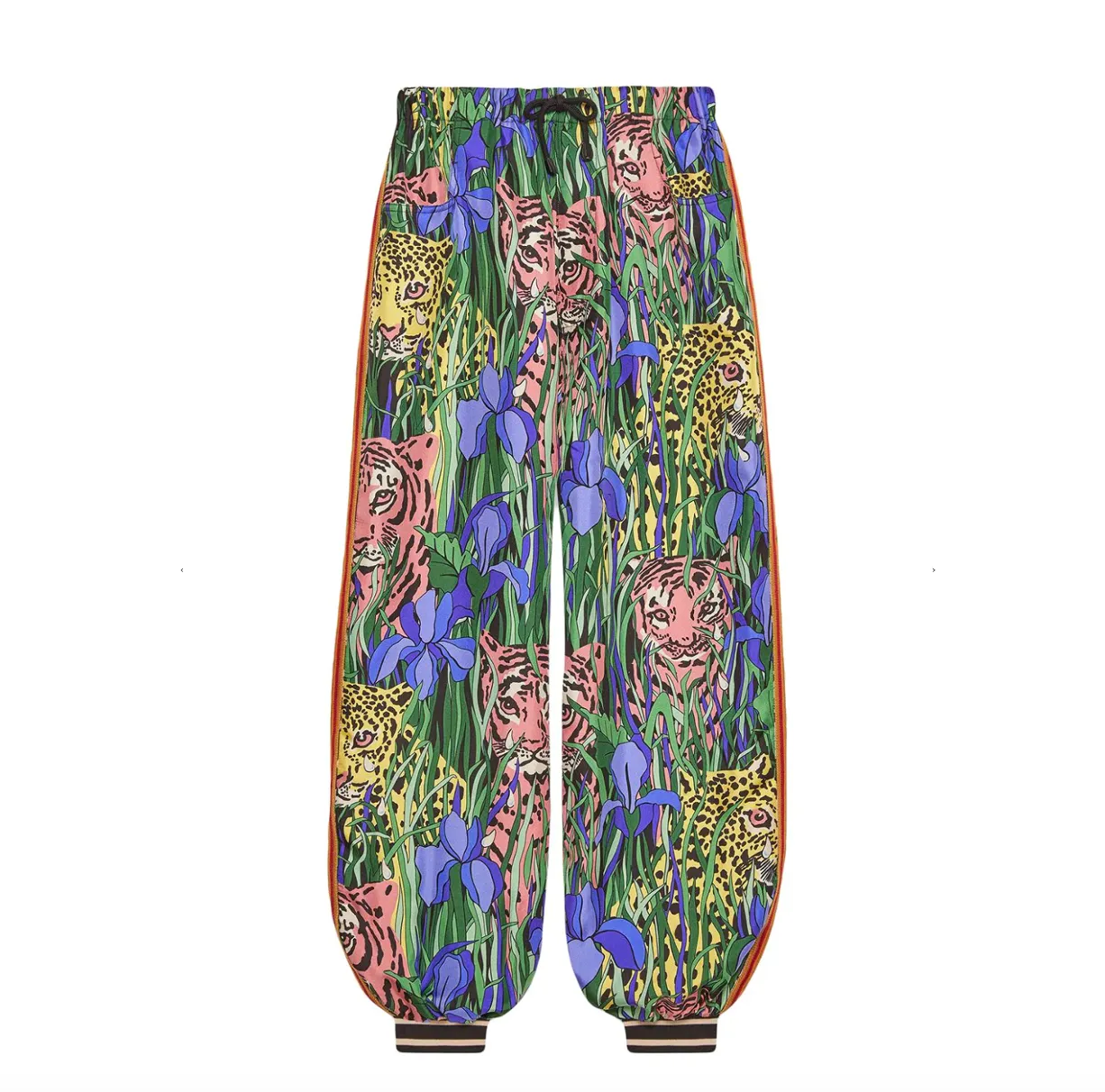 Gucci Garden Silk Bi-material Harem Trousers in Green