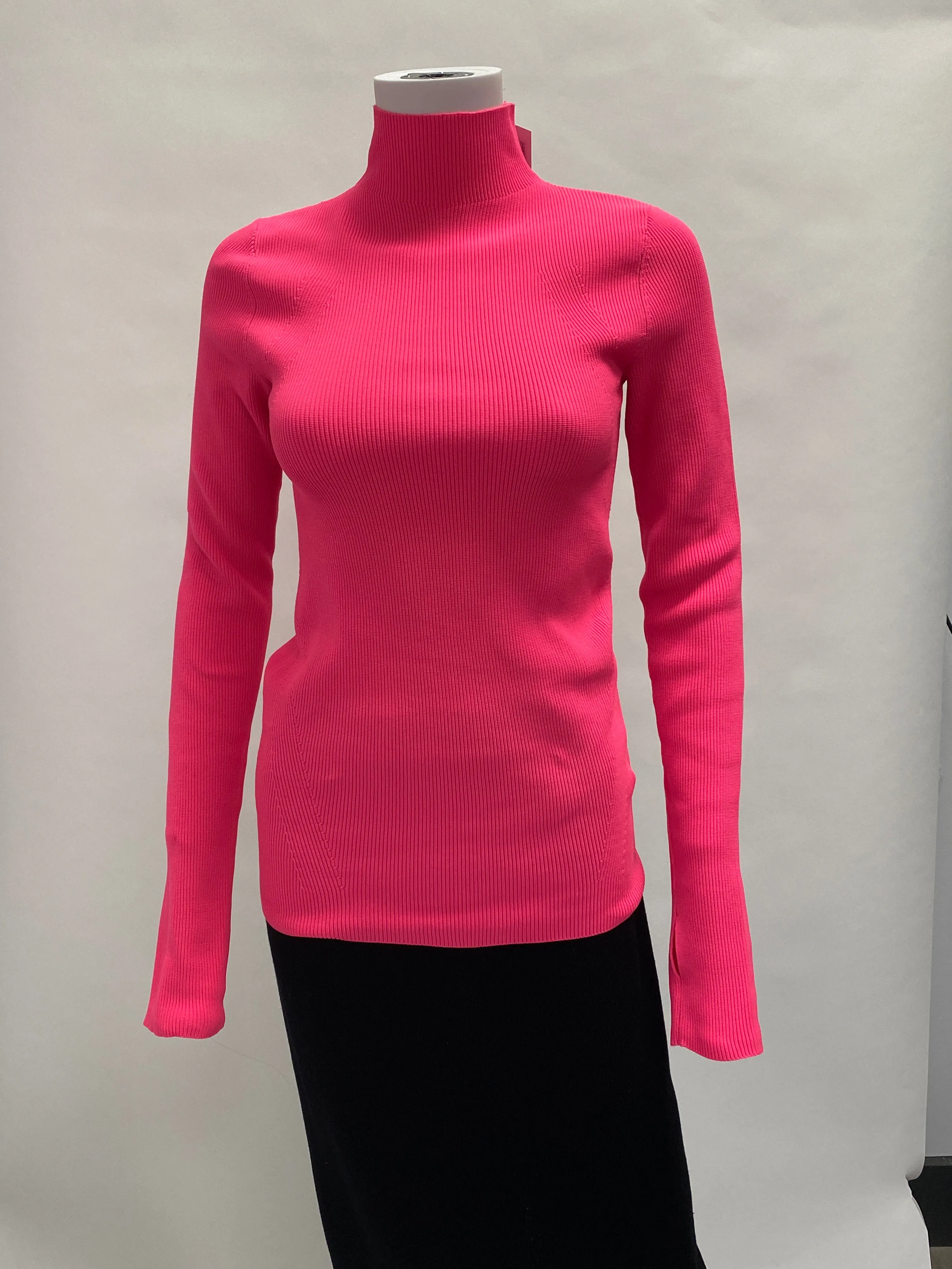 Helmut Lang Neon Pink Turtleneck Sweater