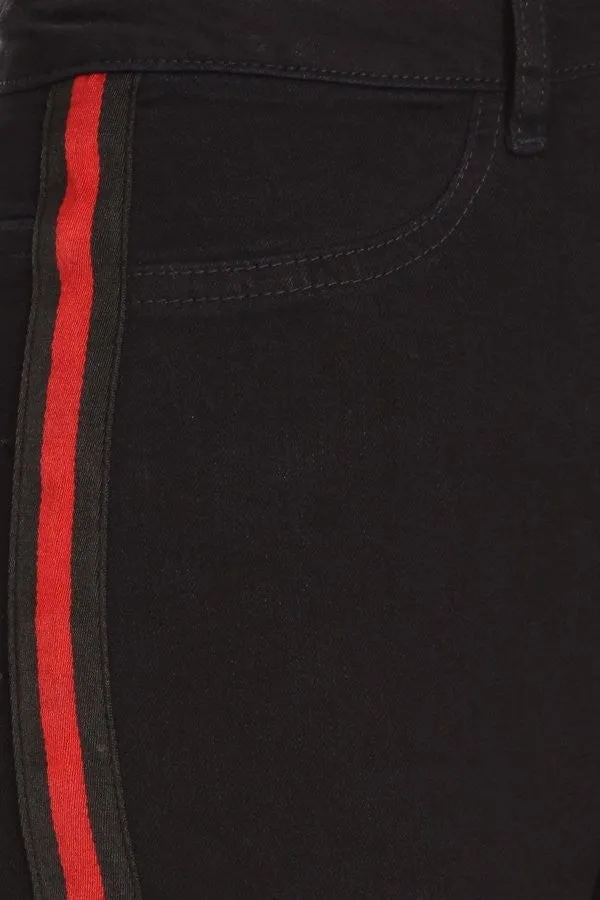 High Rise Skinny Jeans w/ Red Highlight Out seam & Square