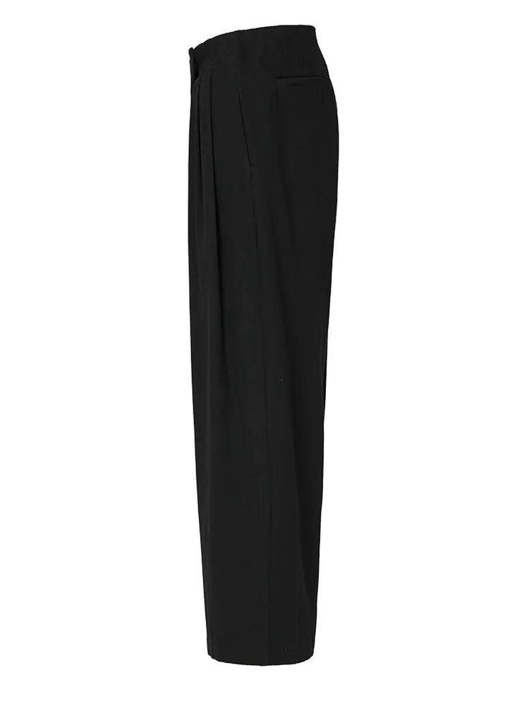 High Waist Pleated Irregular Long Wide Leg Pants Loose Fit Pants for Women