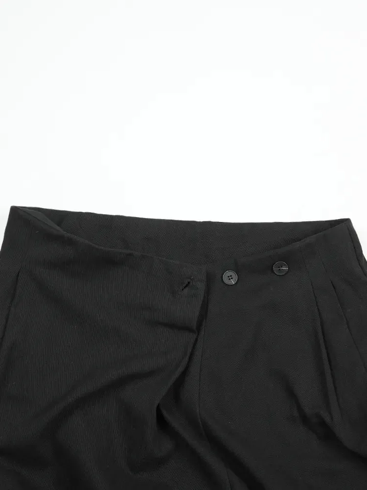 High Waist Pleated Irregular Long Wide Leg Pants Loose Fit Pants for Women