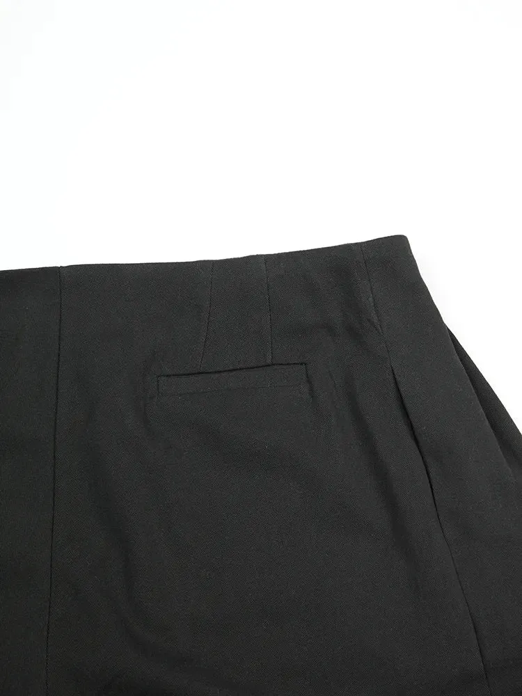 High Waist Pleated Irregular Long Wide Leg Pants Loose Fit Pants for Women