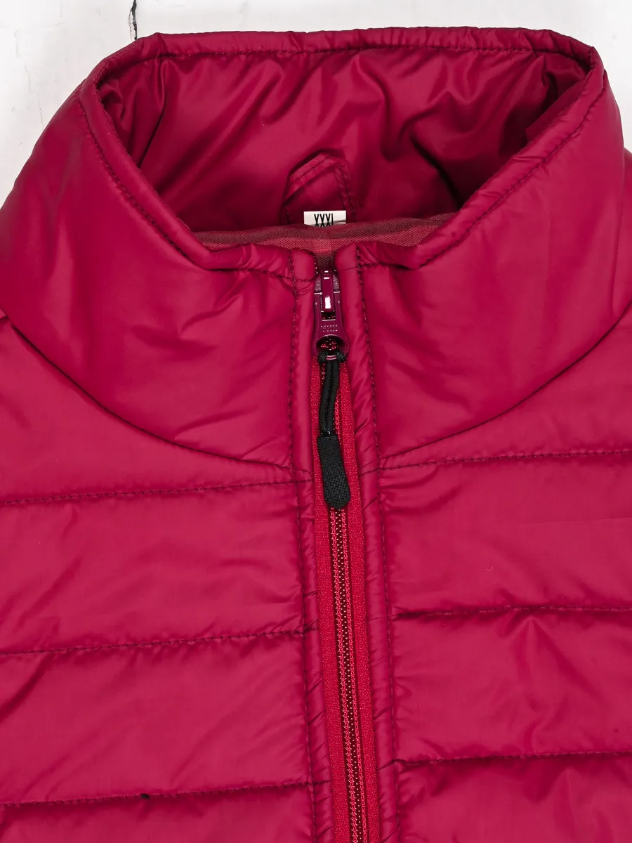 Hot Maroon Puffer Gilet Jacket