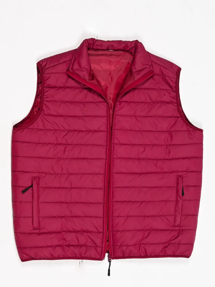 Hot Maroon Puffer Gilet Jacket