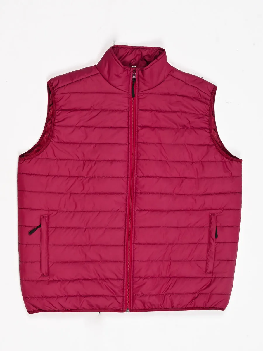 Hot Maroon Puffer Gilet Jacket