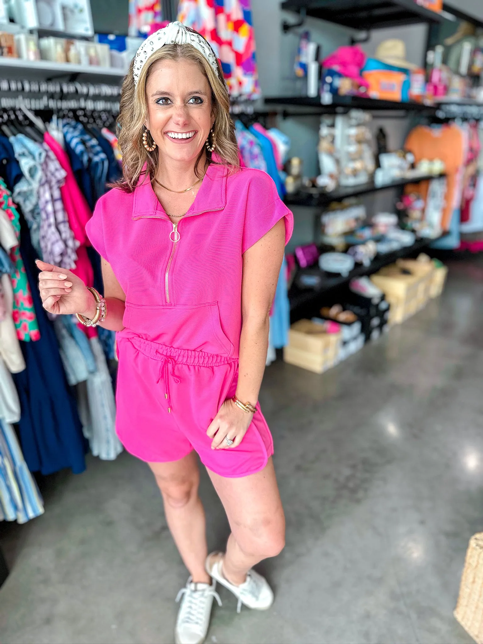 Hot Pink Run Around Textured Top