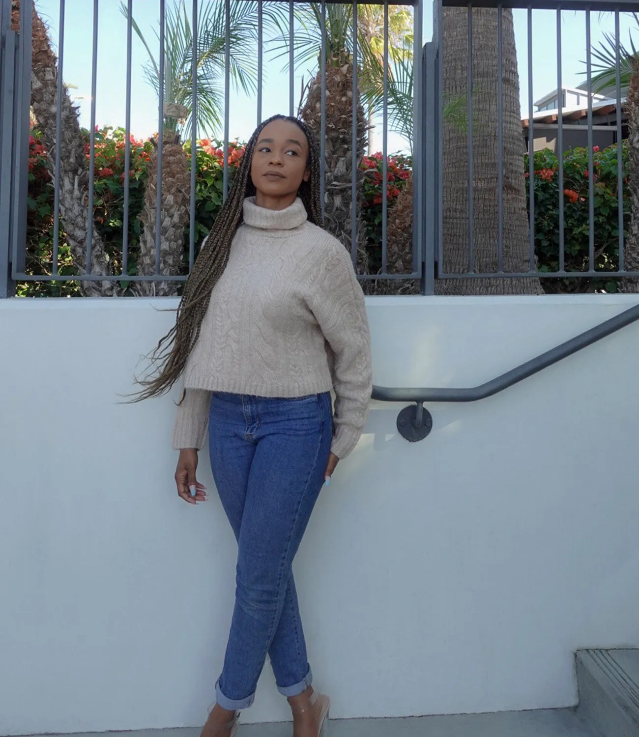 Isla Knit Turtleneck Sweater(Natural)