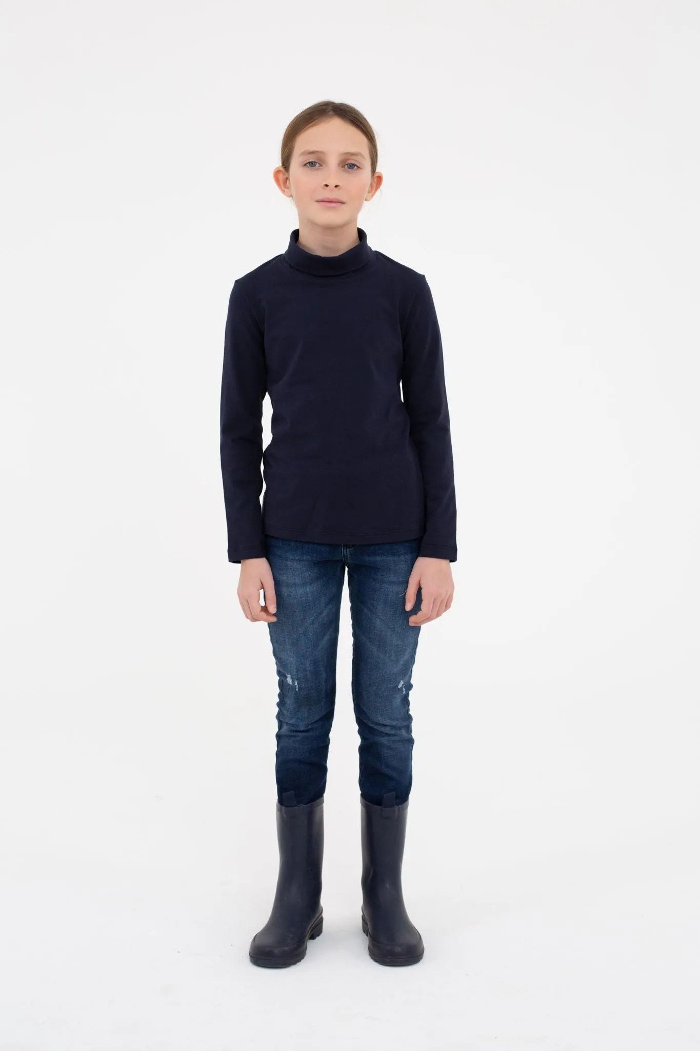 Jersey Navy Turtleneck by Piccola Ludo