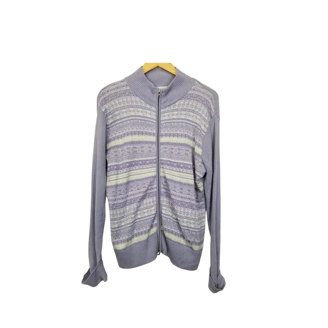 Jones Wear Purple Fair Isle Zip Up Sweater