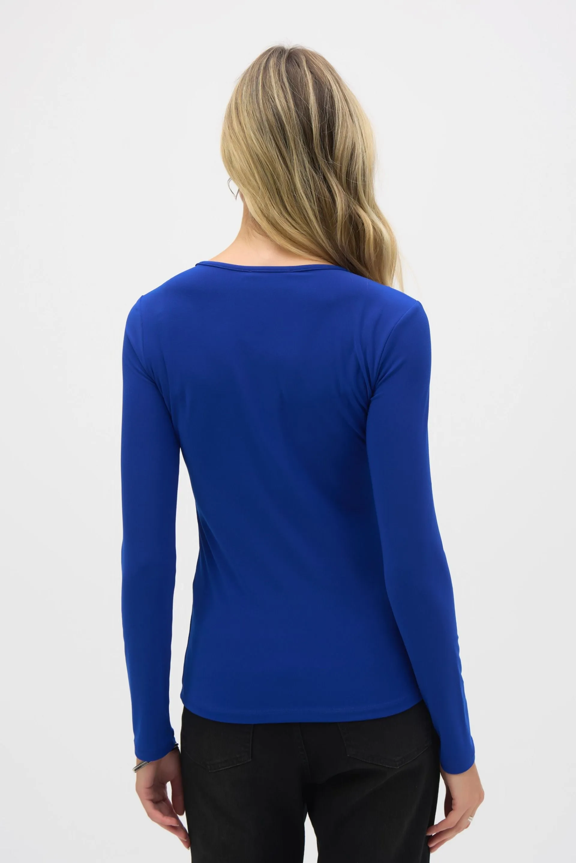 Joseph Ribkoff Mesh Round Neck Long Sleeves Fitted Top 244066