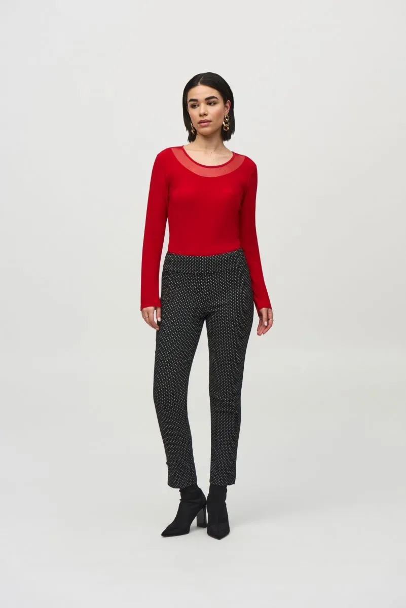 Joseph Ribkoff Mesh Round Neck Long Sleeves Fitted Top 244066