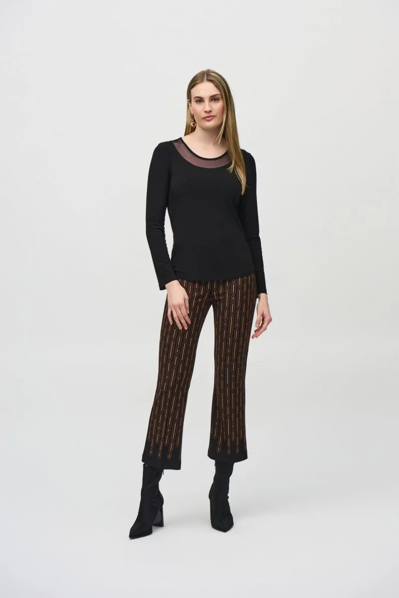Joseph Ribkoff Mesh Round Neck Long Sleeves Fitted Top 244066