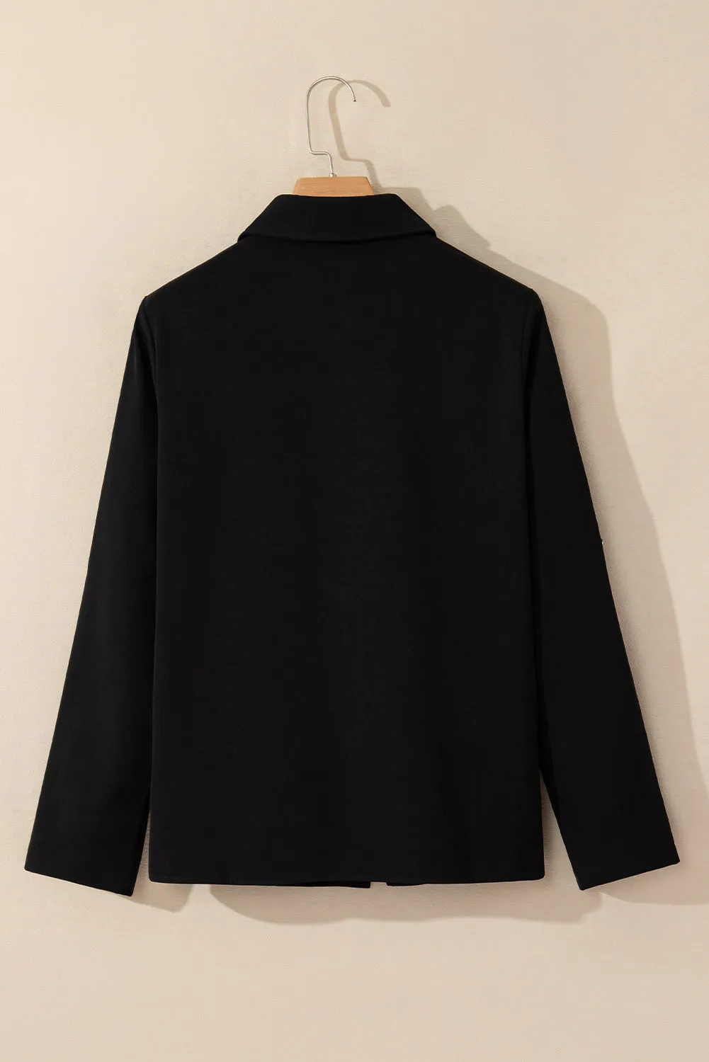 KaleaBoutique Stylish Collar Tab Sleeve Zip Up Flap Detail Jacket