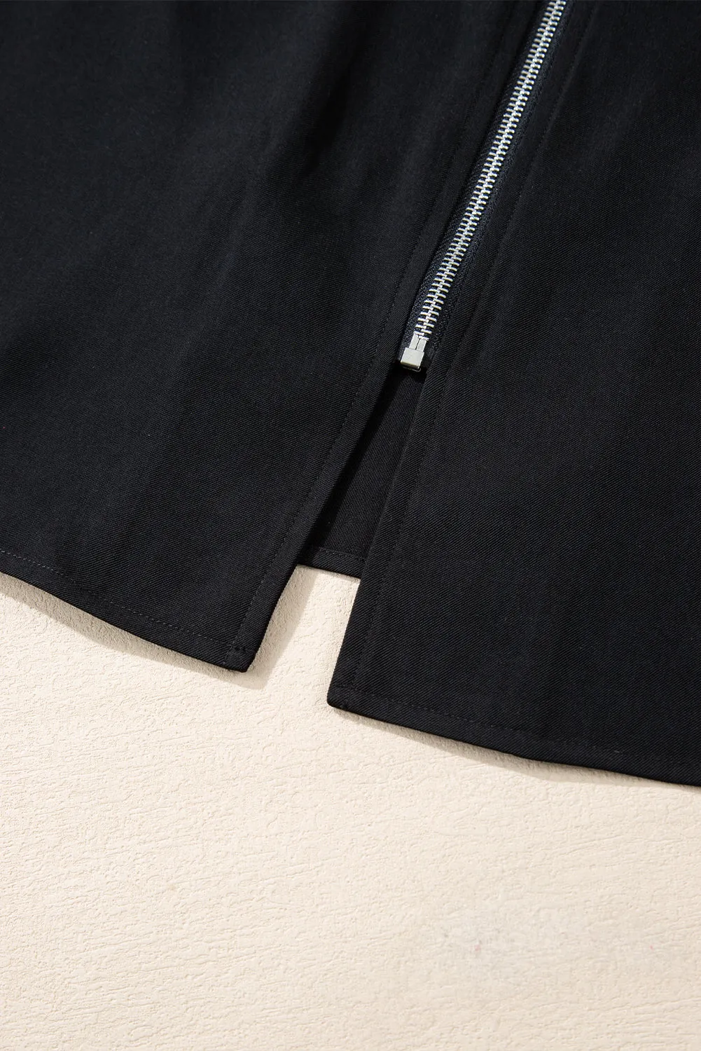 KaleaBoutique Stylish Collar Tab Sleeve Zip Up Flap Detail Jacket