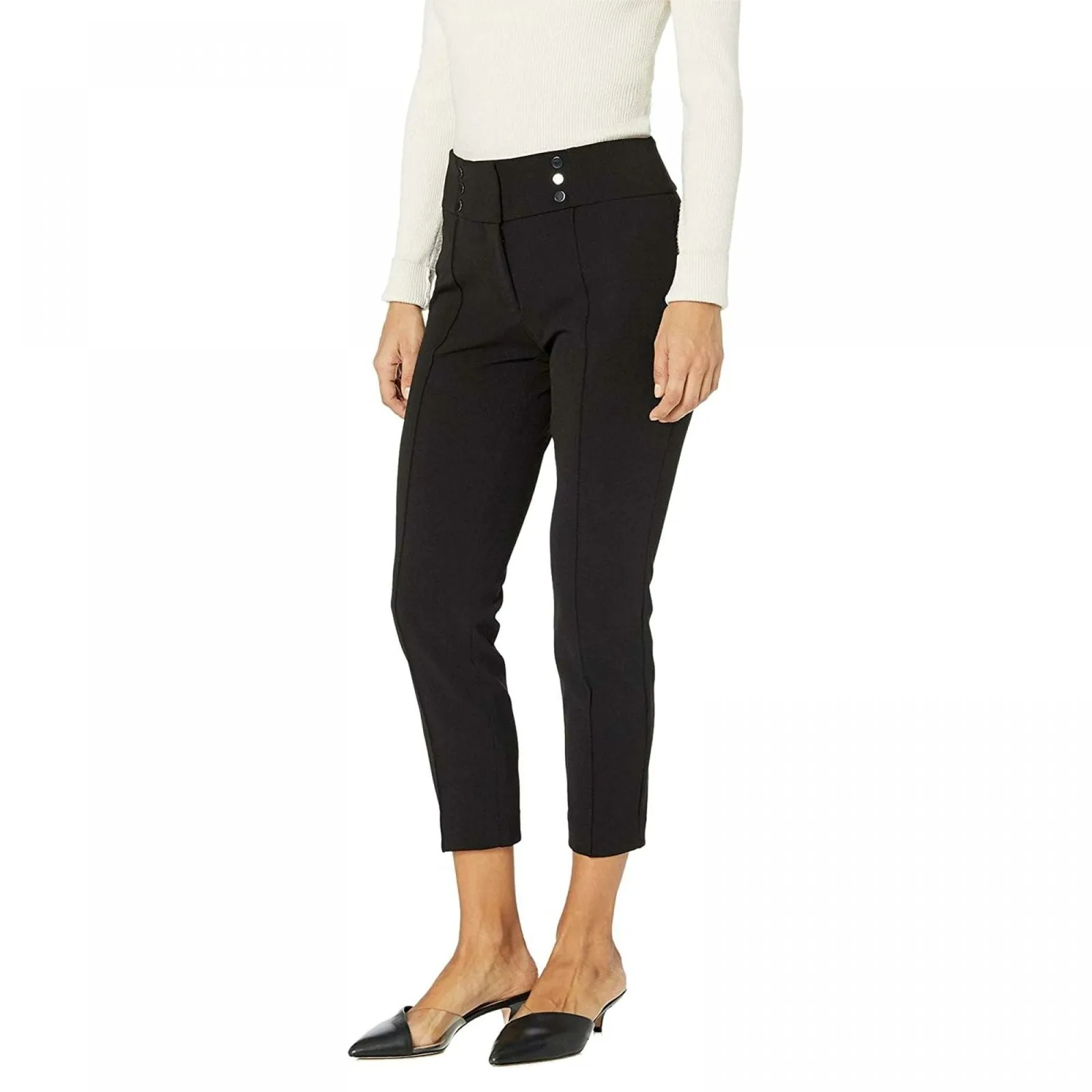 Kasper Women's Button Detail Front Seaming Ankle Pants