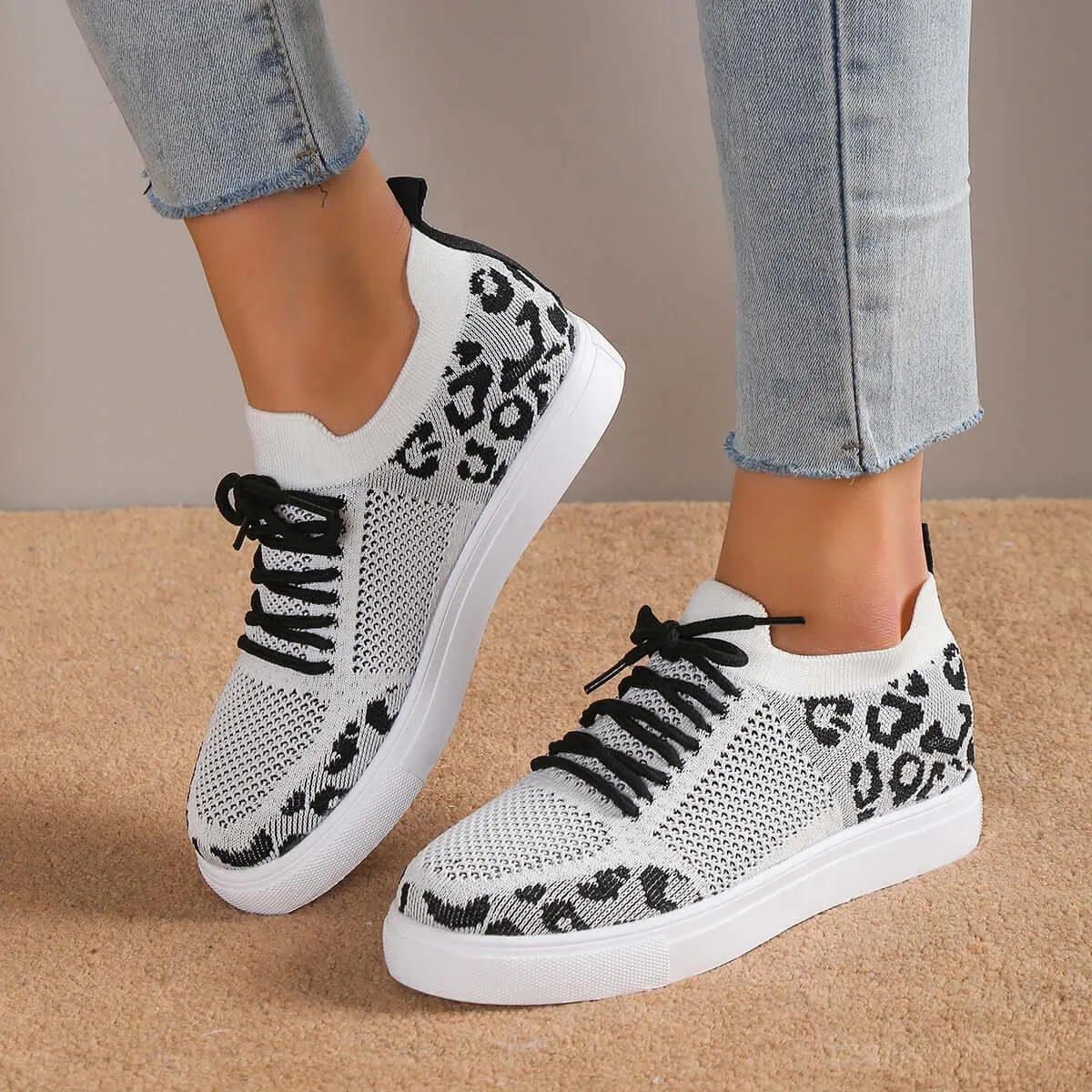 Lace-Up Leopard Flat Sneakers – Wild Style, Everyday Comfort