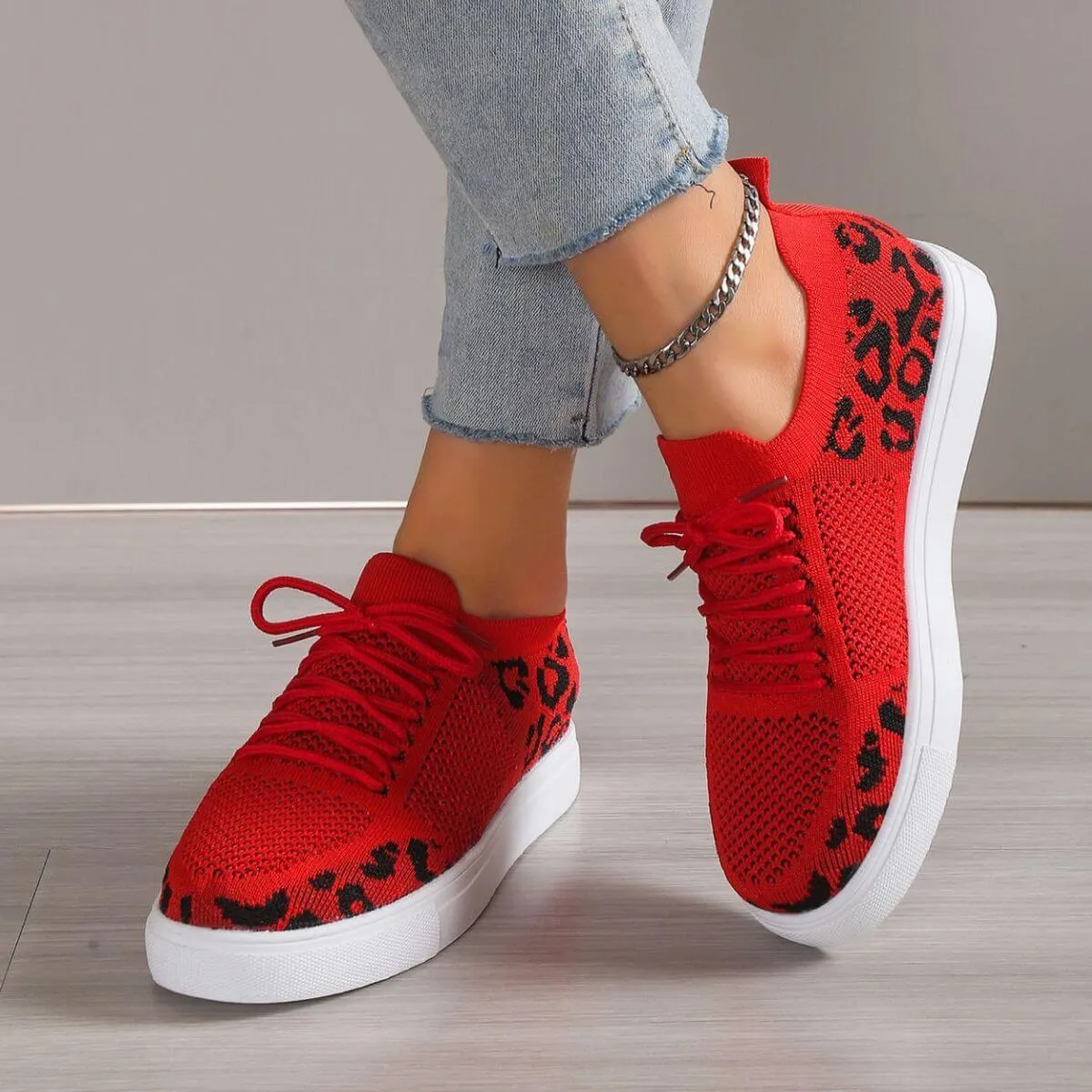 Lace-Up Leopard Flat Sneakers – Wild Style, Everyday Comfort