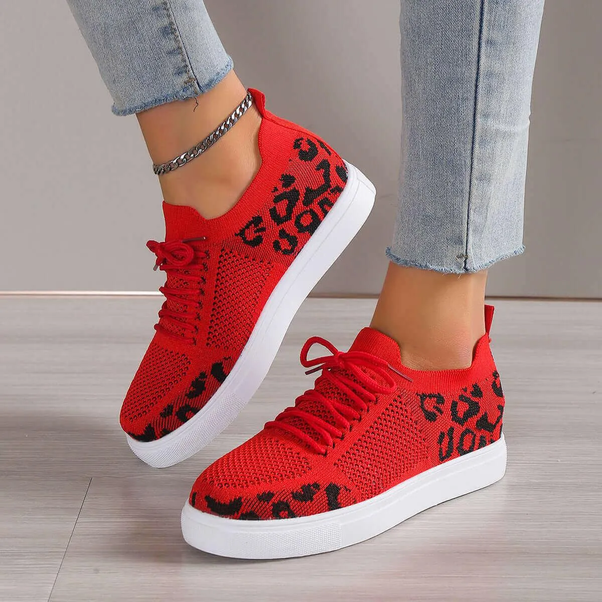 Lace-Up Leopard Flat Sneakers – Wild Style, Everyday Comfort