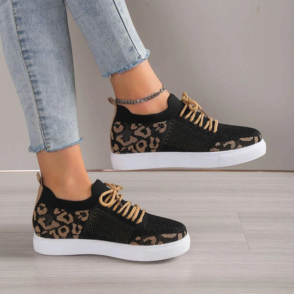 Lace-Up Leopard Flat Sneakers – Wild Style, Everyday Comfort