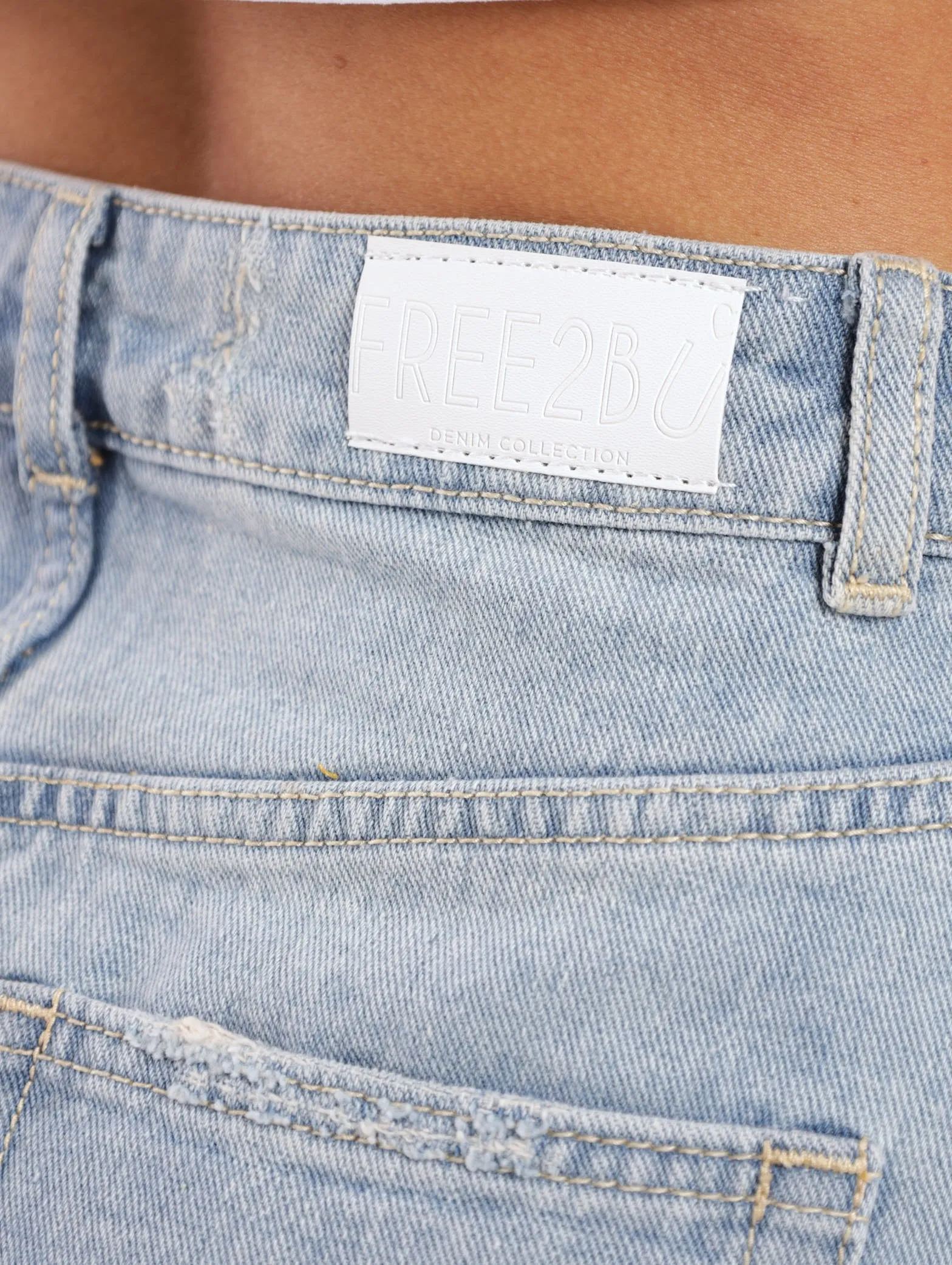 Ladies Salty Snow Ripped Mini Skirt - Bleach