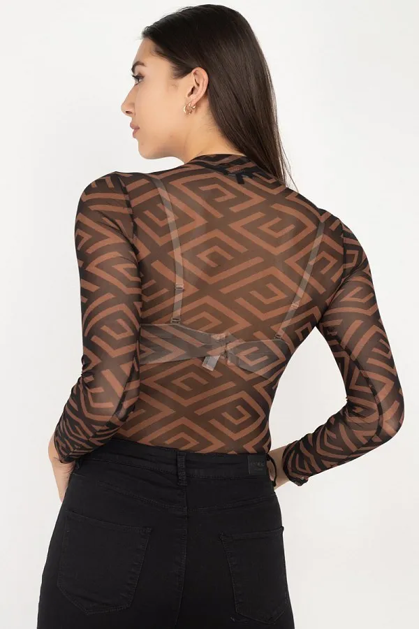 Long Sleeve Geometric Bodysuit