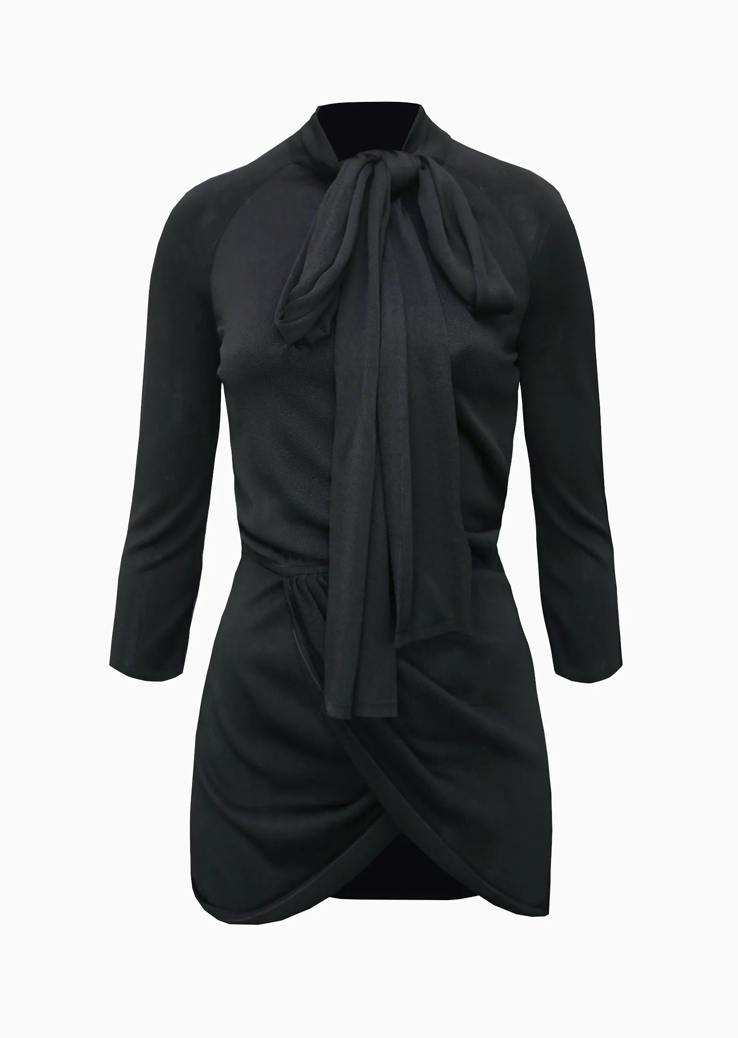 Marion - Wrap Top with Neck Tie and Scalloped Hem