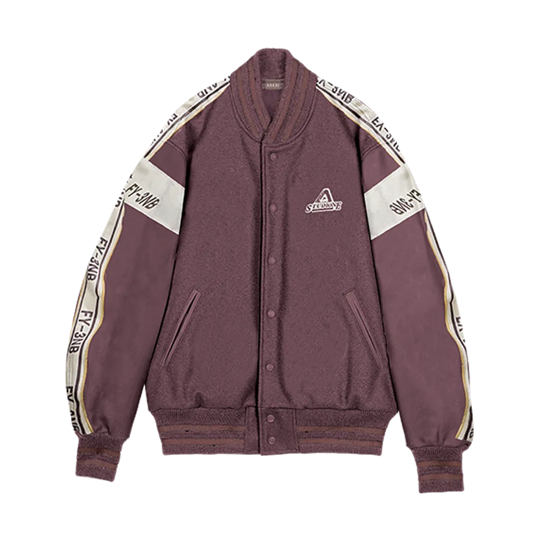 Maroon Stiped Varsity Jacket