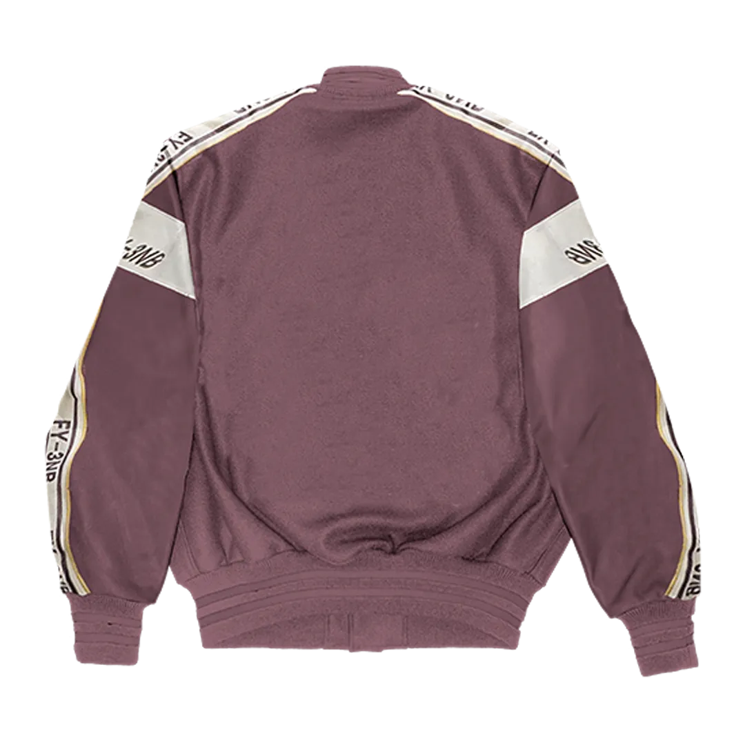 Maroon Stiped Varsity Jacket