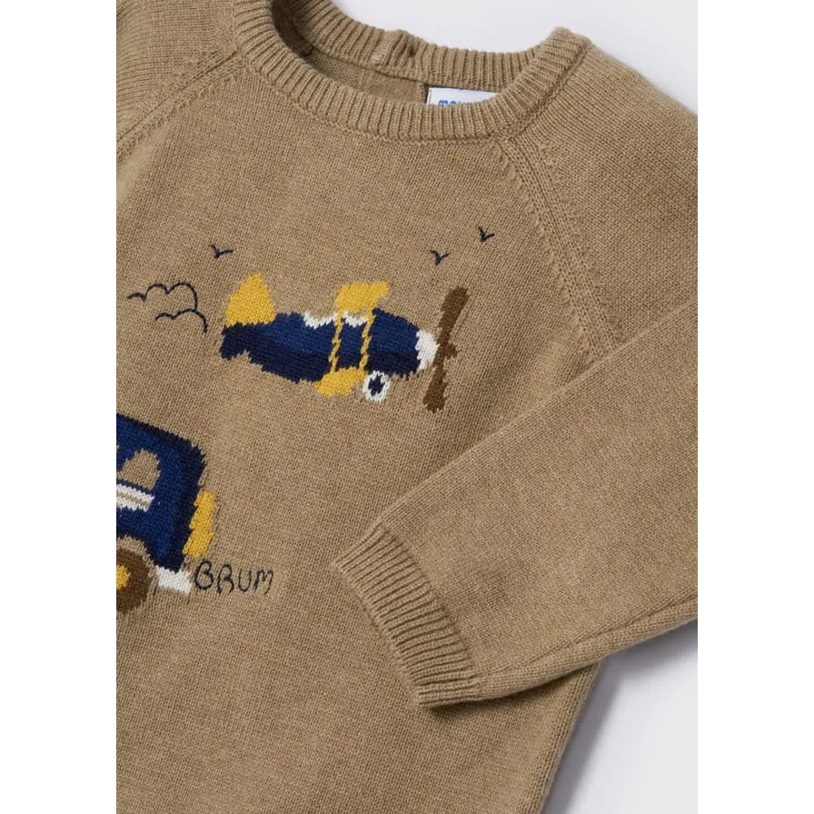 Mayoral Long Sleeve Transportation Pullover Sweater - Camel