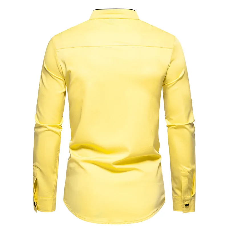 Men Bicolor Turtleneck Long Sleeves Shirt