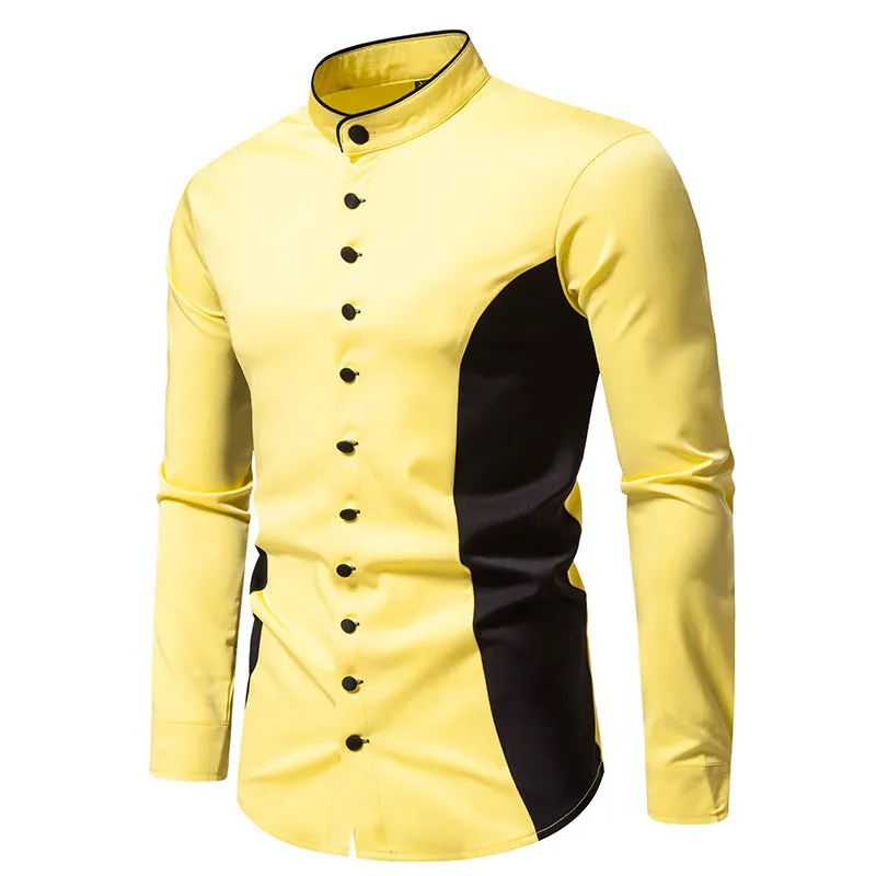 Men Bicolor Turtleneck Long Sleeves Shirt