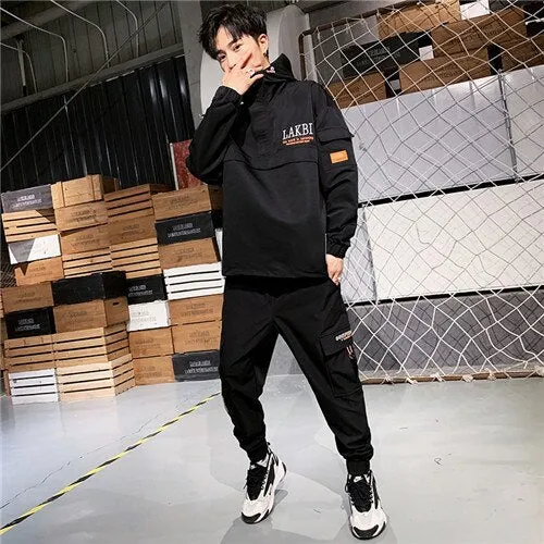 men's 2020 Workwear jacket Hooded Jacket Pants 2PC Sets baseball loose Pullover coat & Long Pants Mens Clothing