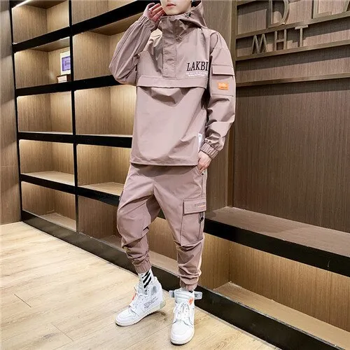 men's 2020 Workwear jacket Hooded Jacket Pants 2PC Sets baseball loose Pullover coat & Long Pants Mens Clothing