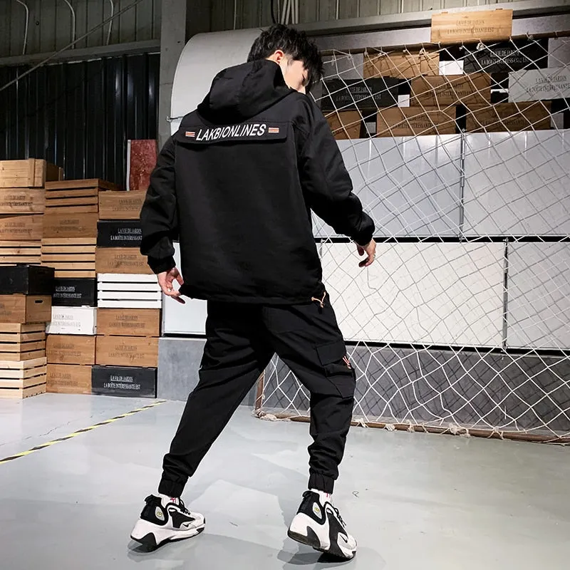 men's 2020 Workwear jacket Hooded Jacket Pants 2PC Sets baseball loose Pullover coat & Long Pants Mens Clothing