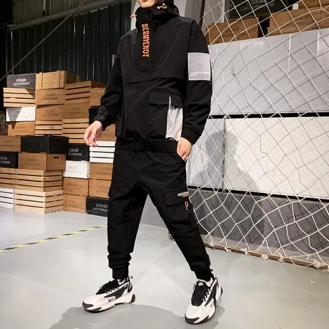 men's 2020 Workwear jacket Hooded Jacket Pants 2PC Sets baseball loose Pullover coat & Long Pants Mens Clothing