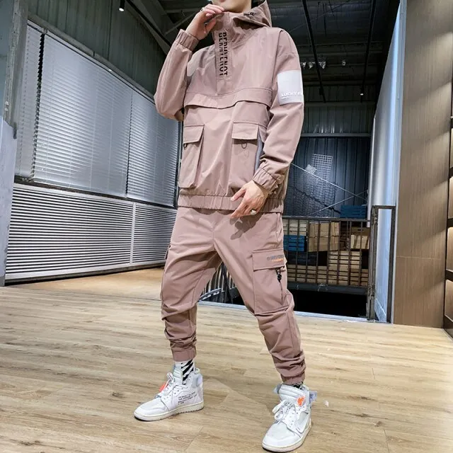 men's 2020 Workwear jacket Hooded Jacket Pants 2PC Sets baseball loose Pullover coat & Long Pants Mens Clothing