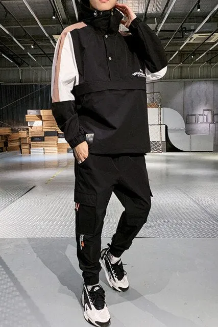 men's 2020 Workwear jacket Hooded Jacket Pants 2PC Sets baseball loose Pullover coat & Long Pants Mens Clothing