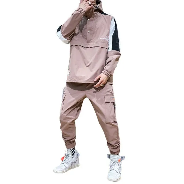 men's 2020 Workwear jacket Hooded Jacket Pants 2PC Sets baseball loose Pullover coat & Long Pants Mens Clothing