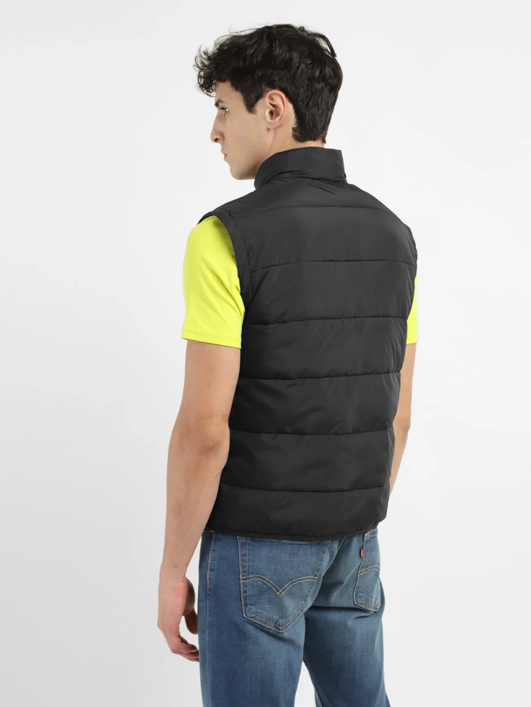 Men's Black High Neck Puffer Jackets