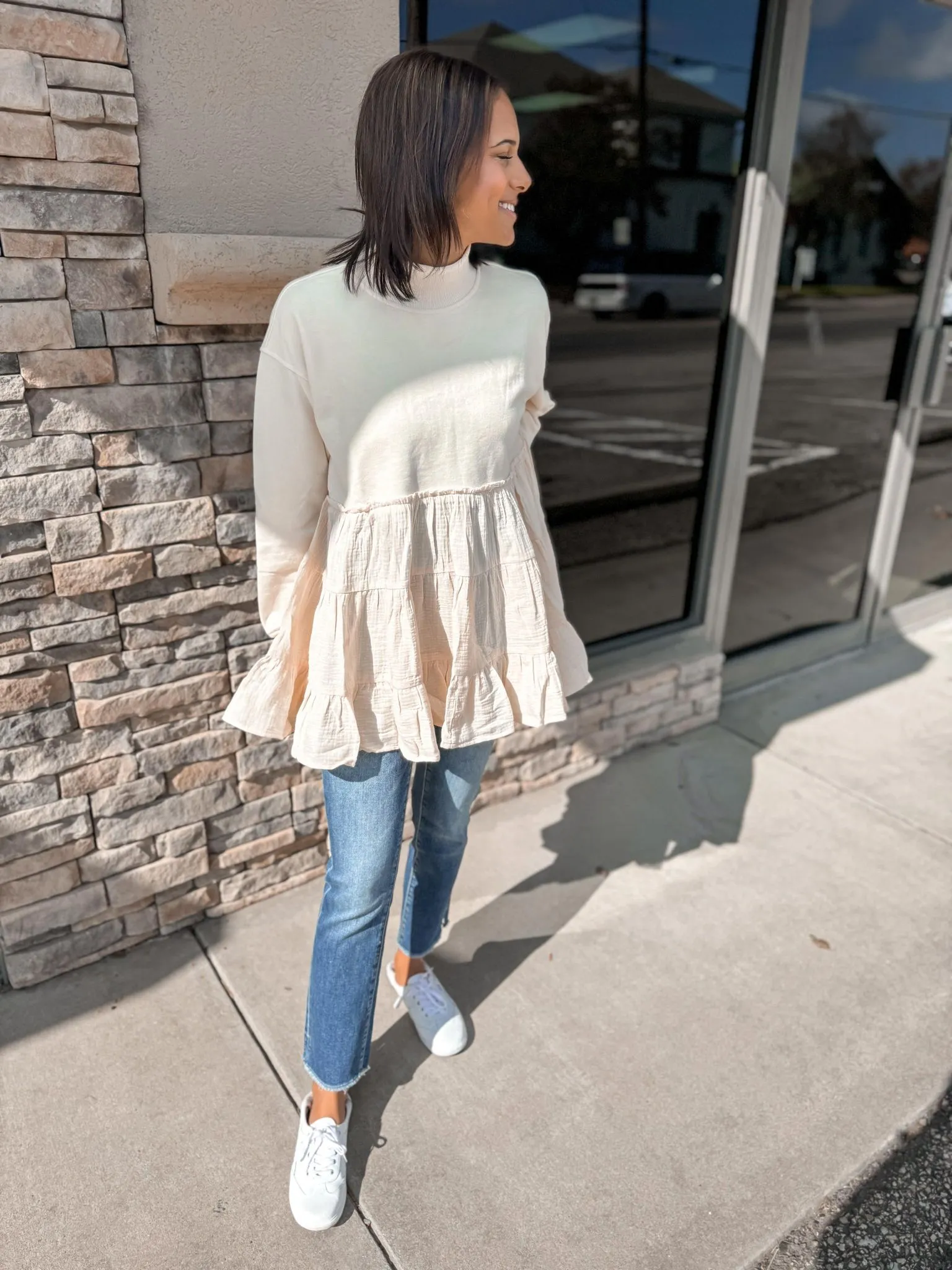 More to Say Tiered Sweatshirt Dress
