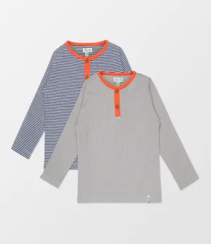 Multicoloured Stripe Print And Plain Top -2 Pack