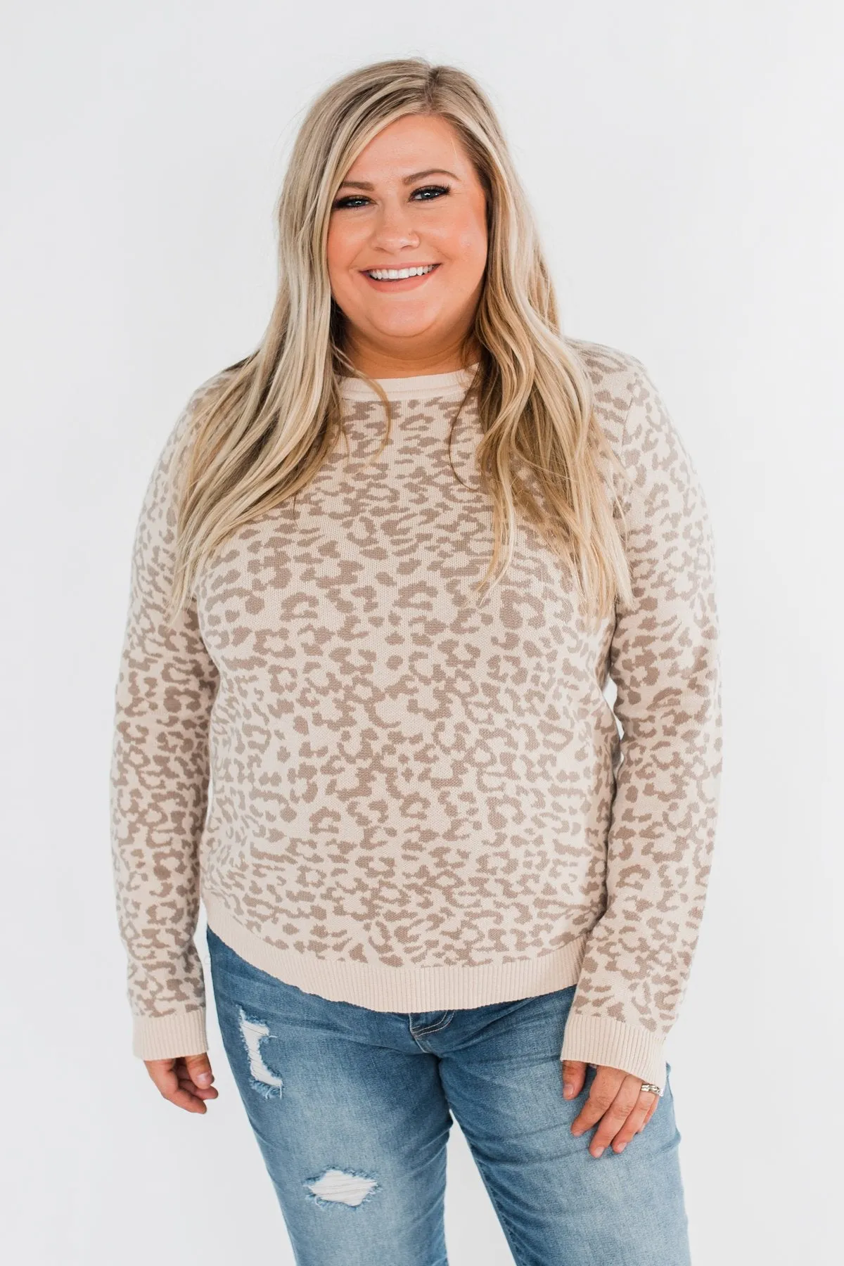 Naturally Fierce Leopard Sweater- Beige