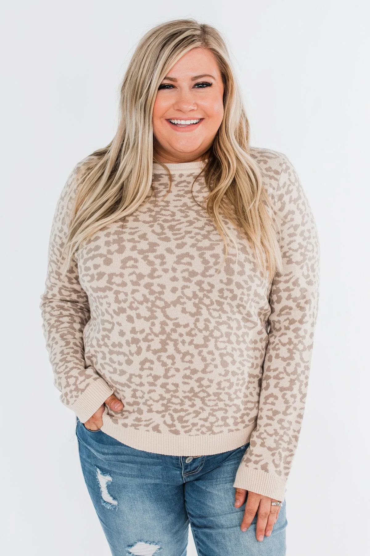 Naturally Fierce Leopard Sweater- Beige